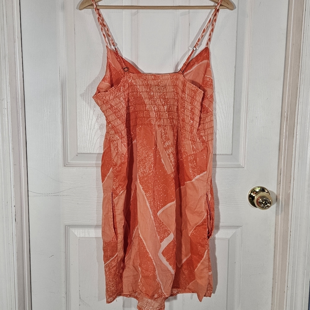 Hurley Cotton Mini Sun Dress Beach Summer Orange Print Size XL - Picture 2 of 12